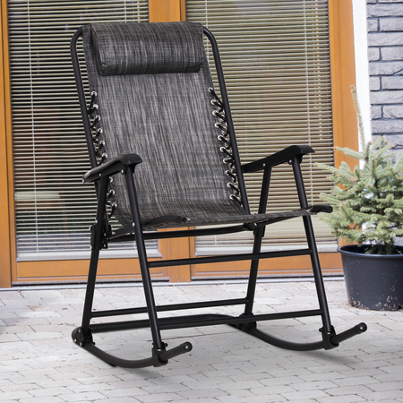 Fauteuil à bascule pliable de jardin gris chiné