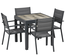 Ensemble de jardin 4 personnes table extensible gris