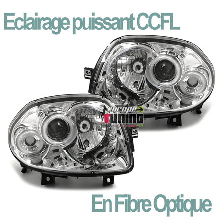 PHARES ANNEAUX CCFL FEUX LED ANGEL EYES RENAULT CLIO 2 / CLIO B 1998-2001 (00509)