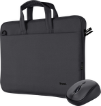 Sacoche Ordinateur Portable Trust Bologna 16" max + Souris sans fil Yvi+ (Noir)