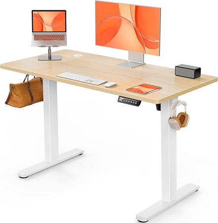 ErGear Bureau Assis Debout Électrique - Bureau Réglable en Hauteur 120 x 60 cm, Bureau Informatique avec Panneau Intelligent à 4 Mémoires, Plateau en Panneaux Assemblés