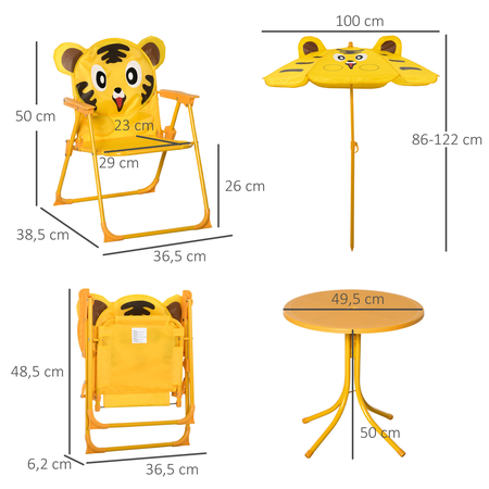 Ensemble salon de jardin enfant 4 pièces design tigre