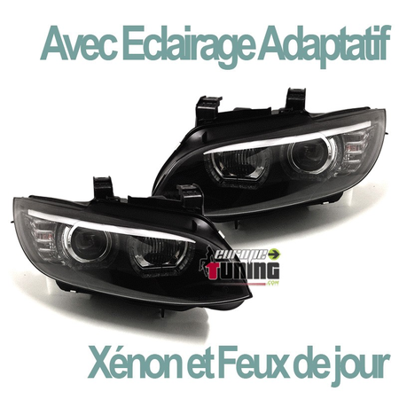 PHARES FEUX CELIS NOIRS LEDS EN U AVEC FEUX DE VIRAGES BMW SERIE 3 E92 & E93 COUPE CABRIOLET (04763)