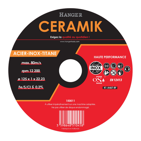 DISQUE A TRONCONNER CERAMIK 125X1 HAUTES PERFORMANCES