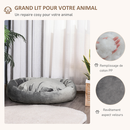 Lit pour chien chat orthopédique housse lavable amovible gris