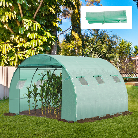 Bâche de rechange serre tunnel 3L x 3l x 2H m PE fenêtres + porte vert