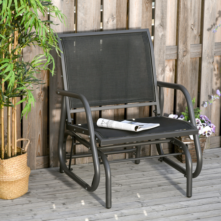 Fauteuil à bascule de jardin design métal textilène noir