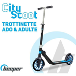 Trottinette mécanique - Adulte/Ados - Beeper City Scoot - Roues 8'' - Suspension avant - Cadre Noir - Avec frein guidon