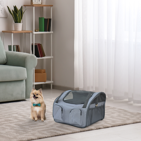 Sac de transport pour chien chat pliable gris