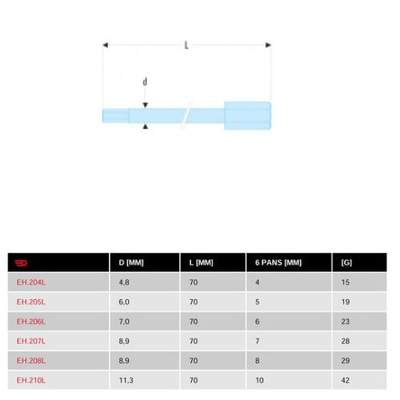 Embout 5/16'' 6 pans 6 mm longueur 70mm série 2 - FACOM - EH.206L