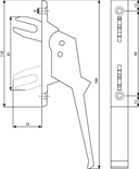 Poignée de crémone aluminium à 1 fourche fixation invisible - ARGENTA - 518101