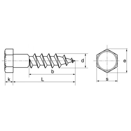 Vis à bois tête hexagonale inox A2 DIN 571 12X70 boîte de 50 - ACTON - 6230412X70