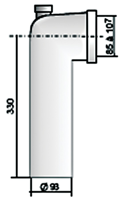 Coude WC 90° Mâle D 100mm avec piquage dessus - REGIPLAST - PLA