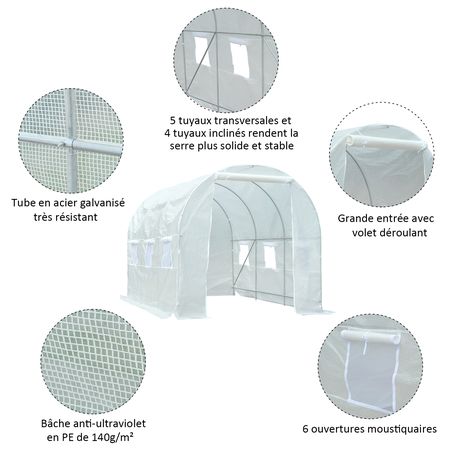 Serre de jardin tunnel 7m²