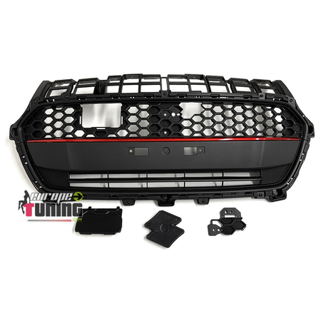 GRILLE DE CALANDRE FULL BLACK AVEC BANDE ROUGE PACK SPORT POUR SUZUKI SWIFT 3 (05498)