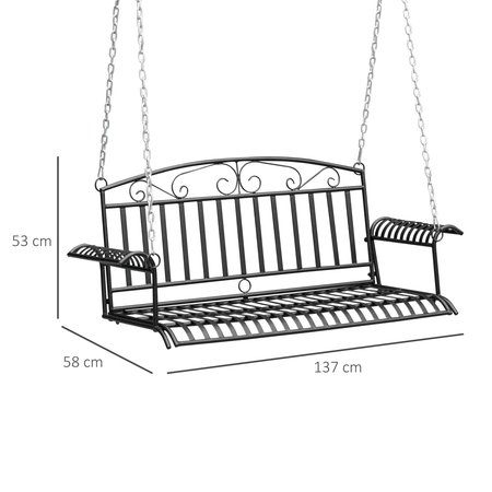 Banc suspendu 2 places métal noir