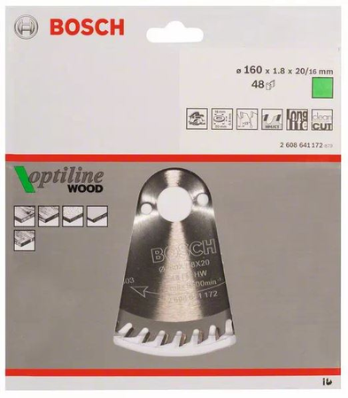 Lame de scie circulaire 235x30x2,8mm Optiline Wood pour le bois 48 dents - BOSCH - 2608640727