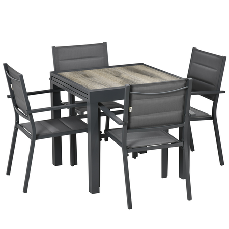 Ensemble de jardin 4 personnes table extensible gris