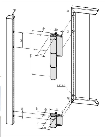 Ferme portillon hydraulique Mammoth + charnière Dino - LOCINOX - P00009344-SILV