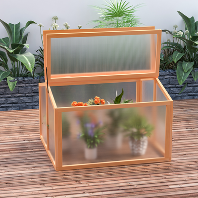 Mini serre de jardin toits ouvrables polycarbonate sapin pré-huilé