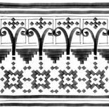 VODEVIL BELLARIA 2 BORDURE 20 x 20 cm MOTIF NOIR ET BLANC FEUTRÉ Carrelage aspect carreaux de ciment Taille 20 x 20 cm