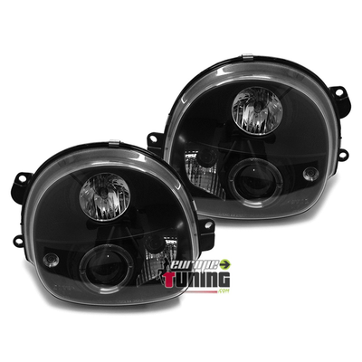 PHARES NOIRS FEUX ANNEAUX LED ANGEL EYES RENAULT TWINGO 1 1992-2007 (11131)