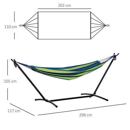 Hamac de jardin 1 place avec support et sac transport