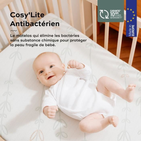 BABYMOOV Matelas Cosy'Lite Antibactérien, élimine naturellement les bactéries, 70x140 cm