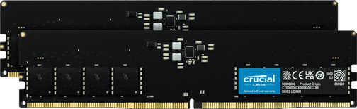 Kit Barrettes mémoire 64Go (2x32Go) DIMM DDR5 Crucial  4800MHz (Noir)
