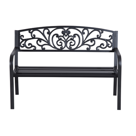 Banc de jardin terrasse en acier fonte noir 3 places