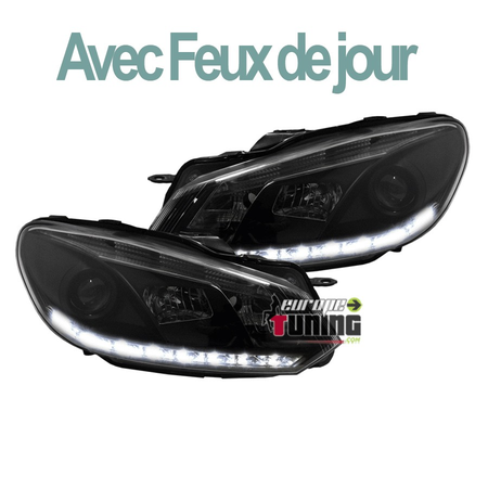 PHARES FEUX AVANTS DE JOUR DIURNES DRL NOIRS R87 VW VOLKSWAGEN GOLF 6  (00476)