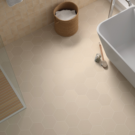 COIMBRA TAUPE 30634 - Carrelage 17,5x20 cm hexagonal uni aspect carreaux de ciment taupe