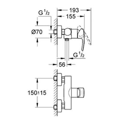 Mitigeur douche EUROSTYLE monocommande - GROHE - 32229-001