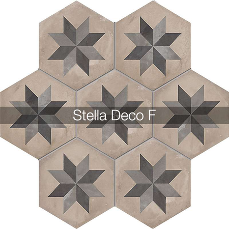 TERRA STELLA HEXAGONAL - 25x21,6 cm - GRIS - Carrelage hexagonal motif étoile