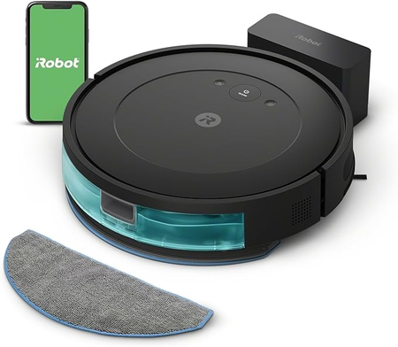 iRobot Roomba Combo Essential (Y0110) - Robot Aspirateur et Laveur Connecté - Système de Nettoyage en 4 Étapes - 3 Niveaux d'Aspiration - Programmable Via Application et Voix