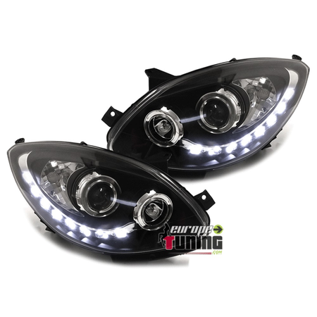 PHARES NOIRS FEUX BANDES LED DEVIL EYES RENAULT TWINGO II PH I 2007-2011 (00733)