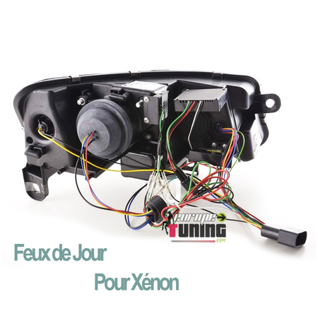 PHARES FEUX AVANTS LED DE JOUR AU XENON AUDI A6 C6/4F 2004-2008 NOIRS (04181)