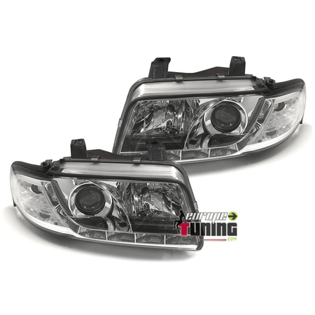 FEUX PHARES AVANTS LED DE JOUR DIURNES DRL CHROME AUDI A4 B5 PHASE 2 (00353)