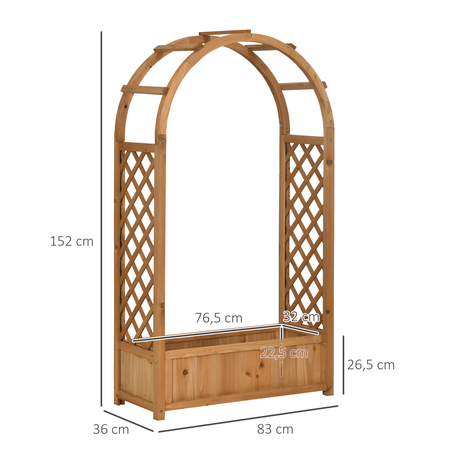 Jardinière avec treillis et arche bois sapin pré-huilé