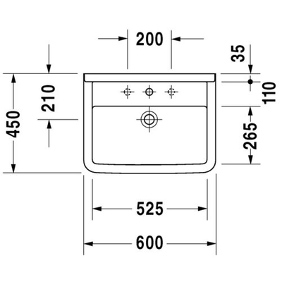 Lavabo en céramique sanitaire avec trop-plein 60 cm STARCK 3 - DURAVIT - 300600000