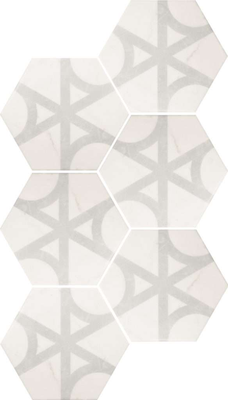 CARRARA FLOW Carrelage hexagonal 17,5X20 cm imitation marbre décor mate