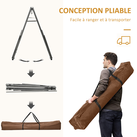 Hamac de jardin pliable avec support acier époxy et toile