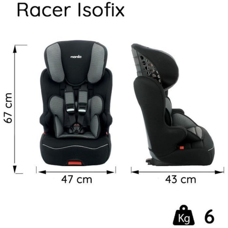 Siege Auto  NANIA RACER - Isofix - Groupe 1/2/3 (9-36Kg) - Tetiere réglable en hauteur - Flamingo - Fabriqué en France