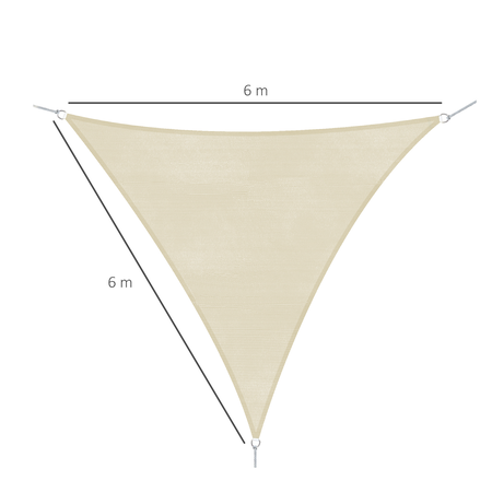 Voile d'ombrage triangulaire 6x6x6m crème