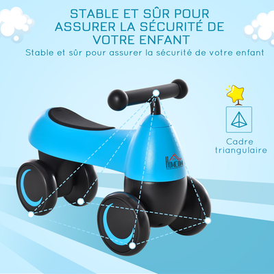 Draisienne vélo enfant 4 roues EVA selle guidon ergonomique bleu noir