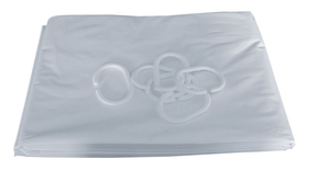 Rideau de douche en PVC blanc 1800x900 avec 6 anneaux - PELLET - 804090