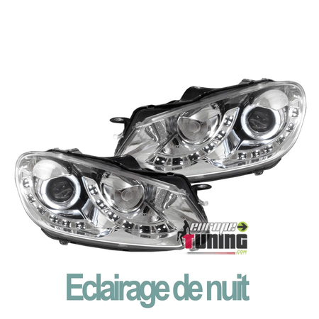 PHARES LED AVEC FEUX DE JOUR DIURNES LOOK PACK GTI POUR VW VOLKSWAGEN GOLF 6 (03676)