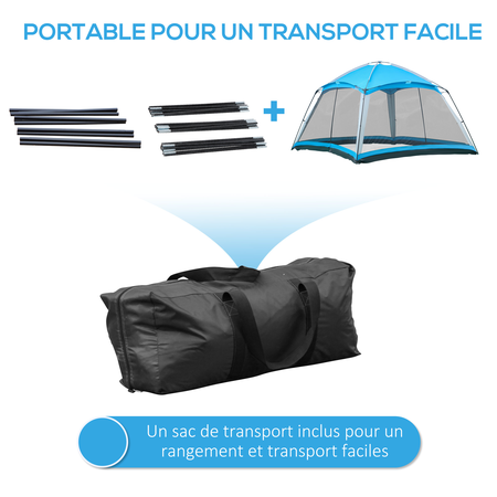 Tente de camping familiale 8 pers. max. polyester bleu