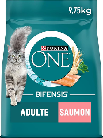 PURINA ONE Bifensis Croquettes au Saumon pour Chats Adultes | Sac de 9,75kg