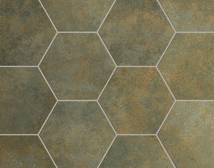 OXIDE VERDE Carrelage hexagonal 17,5X20 cm effet métallisé
